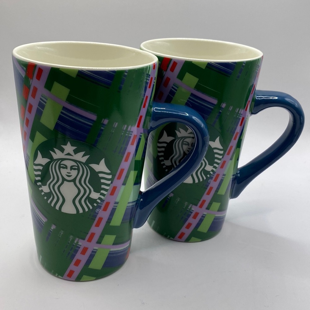Set Of Two Starbucks 2020 Plaid 16 Oz (473) ml Coffee Mugs